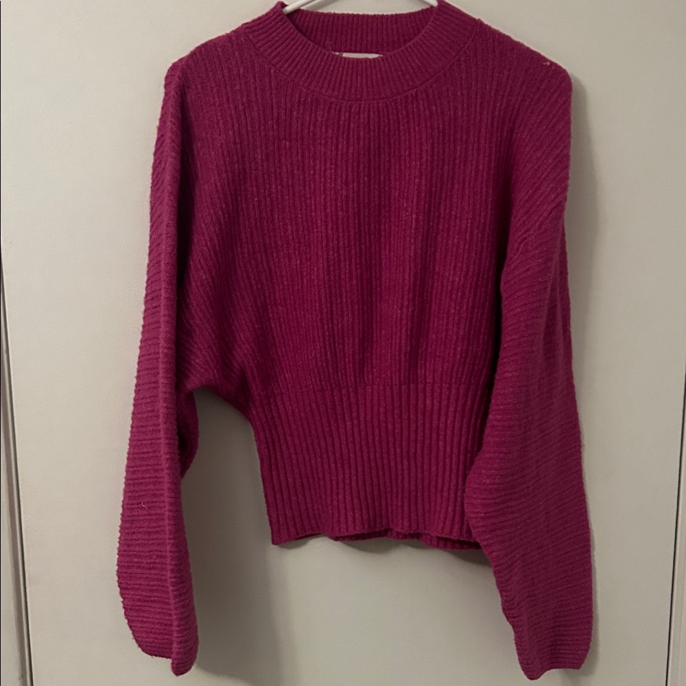 Pink Rose Women's Crew Neck Sweater - Deep Pink